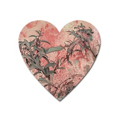 Botanic Grunge Motif Artwork Heart Magnet by dflcprintsclothing