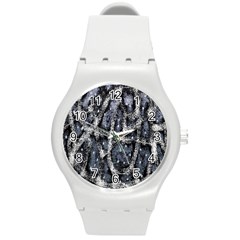 Glithc Grunge Abstract Print Round Plastic Sport Watch (M)