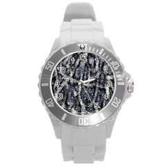 Glithc Grunge Abstract Print Round Plastic Sport Watch (L)