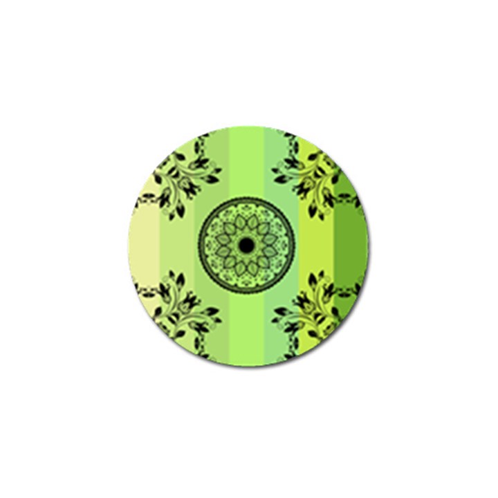 Green Grid Cute Flower Mandala Golf Ball Marker