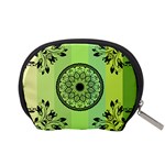 Green Grid Cute Flower Mandala Accessory Pouch (Small) Back