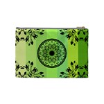 Green Grid Cute Flower Mandala Cosmetic Bag (Medium) Back