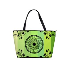Green Grid Cute Flower Mandala Classic Shoulder Handbag by Magicworlddreamarts1