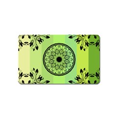Green Grid Cute Flower Mandala Magnet (name Card) by Magicworlddreamarts1
