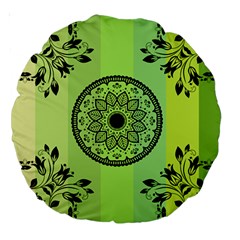 Green Grid Cute Flower Mandala Large 18  Premium Round Cushions