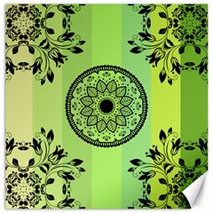 Green Grid Cute Flower Mandala Canvas 20  X 20  by Magicworlddreamarts1