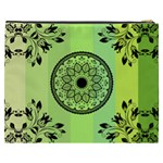 Green Grid Cute Flower Mandala Cosmetic Bag (XXXL) Back