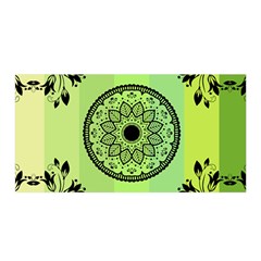 Green Grid Cute Flower Mandala Satin Wrap