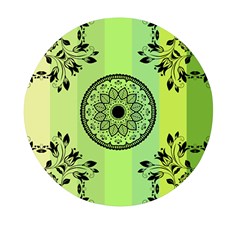 Green Grid Cute Flower Mandala Mini Round Pill Box by Magicworlddreamarts1