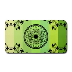 Green Grid Cute Flower Mandala Medium Bar Mats by Magicworlddreamarts1