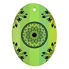 Green Grid Cute Flower Mandala Oval Ornament (two Sides) by Magicworlddreamarts1