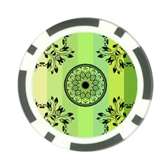 Green Grid Cute Flower Mandala Poker Chip Card Guard (10 Pack) by Magicworlddreamarts1