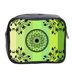 Green Grid Cute Flower Mandala Mini Toiletries Bag (Two Sides) Back