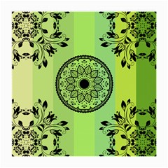 Green Grid Cute Flower Mandala Medium Glasses Cloth by Magicworlddreamarts1