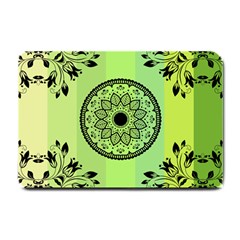 Green Grid Cute Flower Mandala Small Doormat  by Magicworlddreamarts1