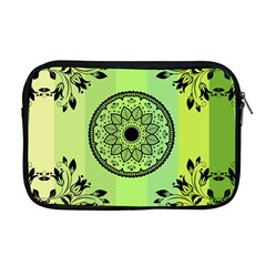 Green Grid Cute Flower Mandala Apple Macbook Pro 17  Zipper Case by Magicworlddreamarts1