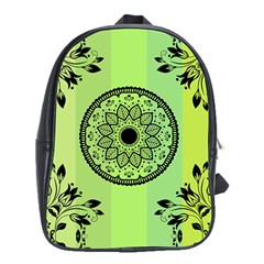 Green Grid Cute Flower Mandala School Bag (xl) by Magicworlddreamarts1