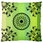 Green Grid Cute Flower Mandala Large Cushion Case (One Side) Front