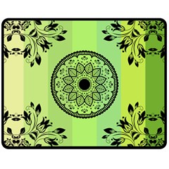 Green Grid Cute Flower Mandala Fleece Blanket (medium)  by Magicworlddreamarts1