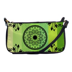 Green Grid Cute Flower Mandala Shoulder Clutch Bag by Magicworlddreamarts1