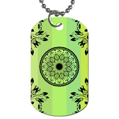 Green Grid Cute Flower Mandala Dog Tag (two Sides)