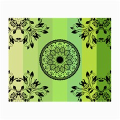 Green Grid Cute Flower Mandala Small Glasses Cloth (2 Sides)