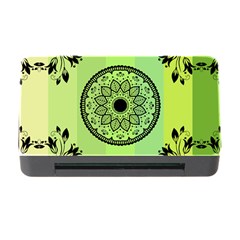 Green Grid Cute Flower Mandala Memory Card Reader With Cf by Magicworlddreamarts1