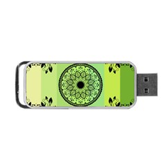 Green Grid Cute Flower Mandala Portable Usb Flash (one Side) by Magicworlddreamarts1