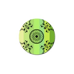 Green Grid Cute Flower Mandala Golf Ball Marker by Magicworlddreamarts1
