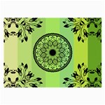 Green Grid Cute Flower Mandala Large Glasses Cloth (2 Sides) Front