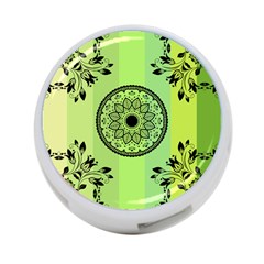 Green Grid Cute Flower Mandala 4-port Usb Hub (two Sides) by Magicworlddreamarts1