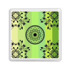 Green Grid Cute Flower Mandala Memory Card Reader (square) by Magicworlddreamarts1