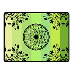 Green Grid Cute Flower Mandala Double Sided Fleece Blanket (small) 