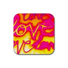 Pop Art Love Graffiti Rubber Coaster (square)  by essentialimage365