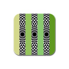  Green Check Pattern, Vertical Mandala Rubber Square Coaster (4 Pack)  by Magicworlddreamarts1