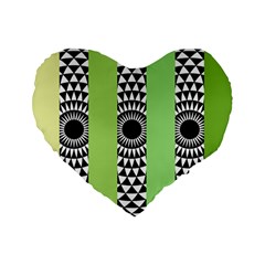  Green Check Pattern, Vertical Mandala Standard 16  Premium Flano Heart Shape Cushions by Magicworlddreamarts1