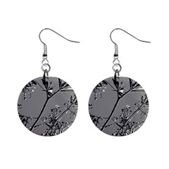 Grey Colors Flowers And Branches Illustration Print Mini Button Earrings by dflcprintsclothing