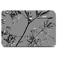 Grey Colors Flowers And Branches Illustration Print Large Doormat  by dflcprintsclothing