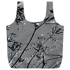Grey Colors Flowers And Branches Illustration Print Full Print Recycle Bag (xl) by dflcprintsclothing