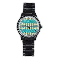 Starfish And Seashells  Sea Stainless Steel Round Watch by SychEva