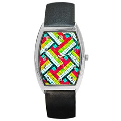 Pop Art Mosaic Barrel Style Metal Watch by essentialimage365