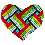 Pop Art Mosaic Large 19  Premium Flano Heart Shape Cushions Front