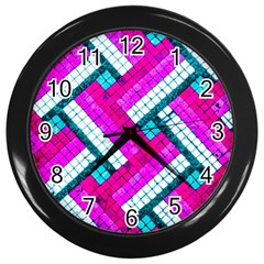 Pop Art Mosaic Wall Clock (black) by essentialimage365