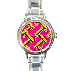 Pop Art Mosaic Round Italian Charm Watch by essentialimage365