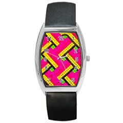 Pop Art Mosaic Barrel Style Metal Watch by essentialimage365