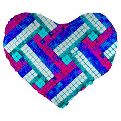 Pop Art Mosaic Large 19  Premium Flano Heart Shape Cushions by essentialimage365