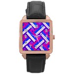 Pop Art Mosaic Rose Gold Leather Watch  Front