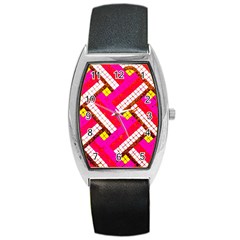 Pop Art Mosaic Barrel Style Metal Watch by essentialimage365