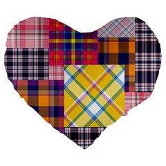 Checks Pattern Large 19  Premium Heart Shape Cushions by designsbymallika