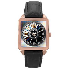 Digital Wheel Rose Gold Leather Watch  by Sparkle